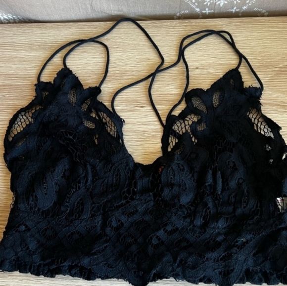 Free People Adella Bralette in Black - Size M - Cropped Lace - Picture 2 of 12